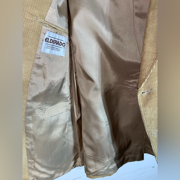 Elderado Mens Vintage Two Buttons Corduroy Blazer Jacket Tan Beige 42 - Picture 6 of 10